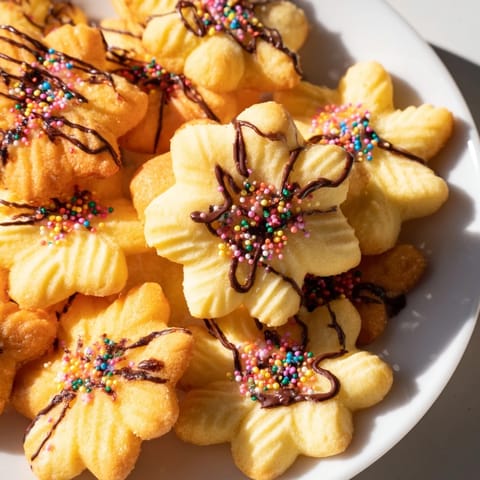 Festive Spritz Cookies baked to perfection, a delightful treat for the holidays and beyond.