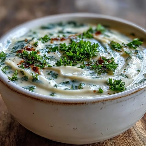 Creamy Vegetable Soup in a rustic bowl garnished with fresh parsley for a cozy lunch.
