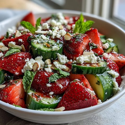 Cucumber Strawberry Mint Salad