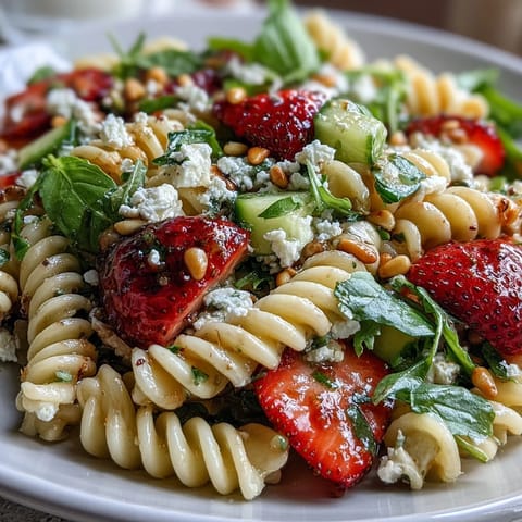 Spring Pasta Strawberries Arugula Feta