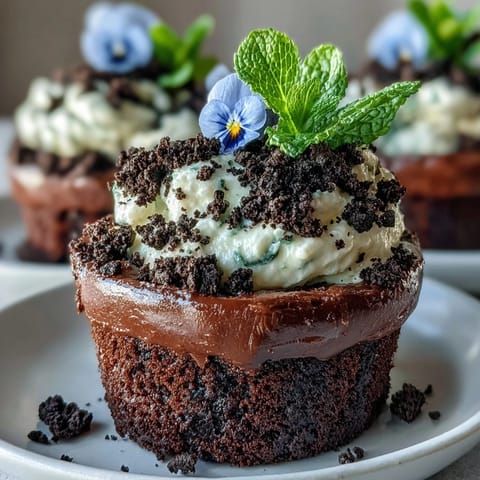 Mother's Day Flower Pot Brownies with 'dirt' look delightful on a table.