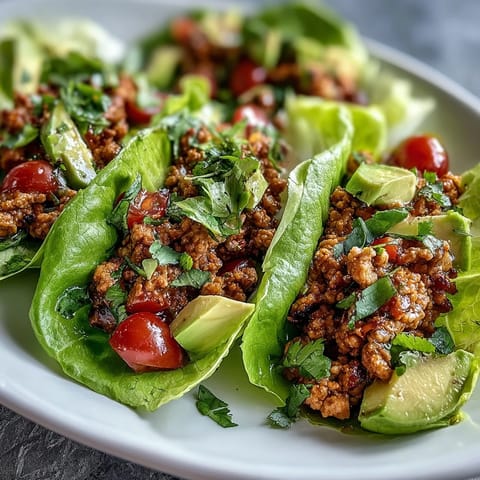 Juicy Turkey Taco Lettuce Wraps bursting with flavor on crisp leaves.
