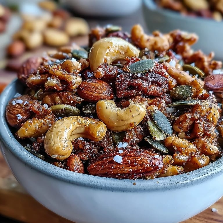 Crispy roasted almond and walnut mix with a hint of smoked paprika and cayenne, ready for snacking or gifting.