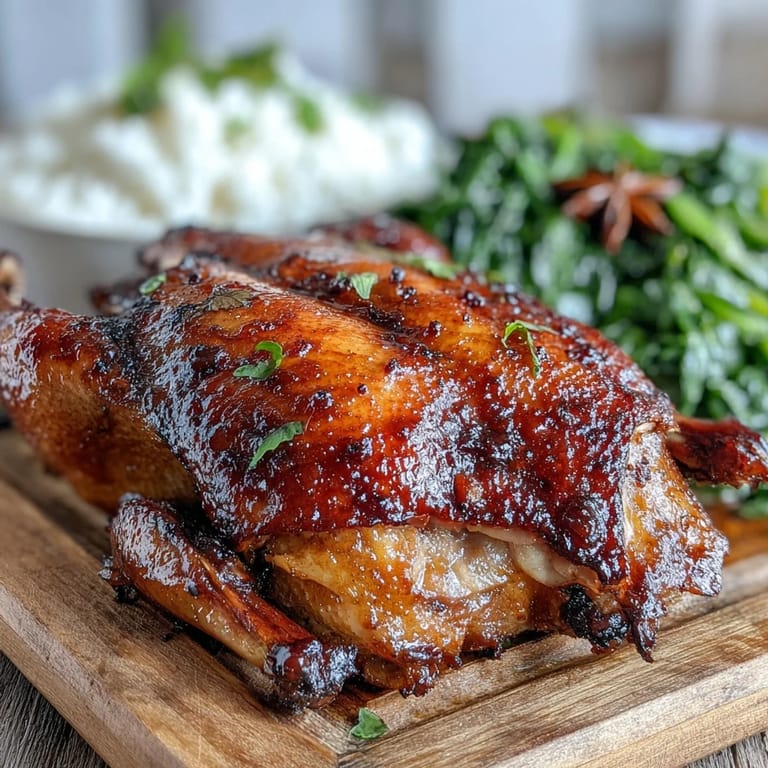 A close-up of juicy Five-Spice Roast Ducks revealing tender meat and crispy, spice-infused duck skin.