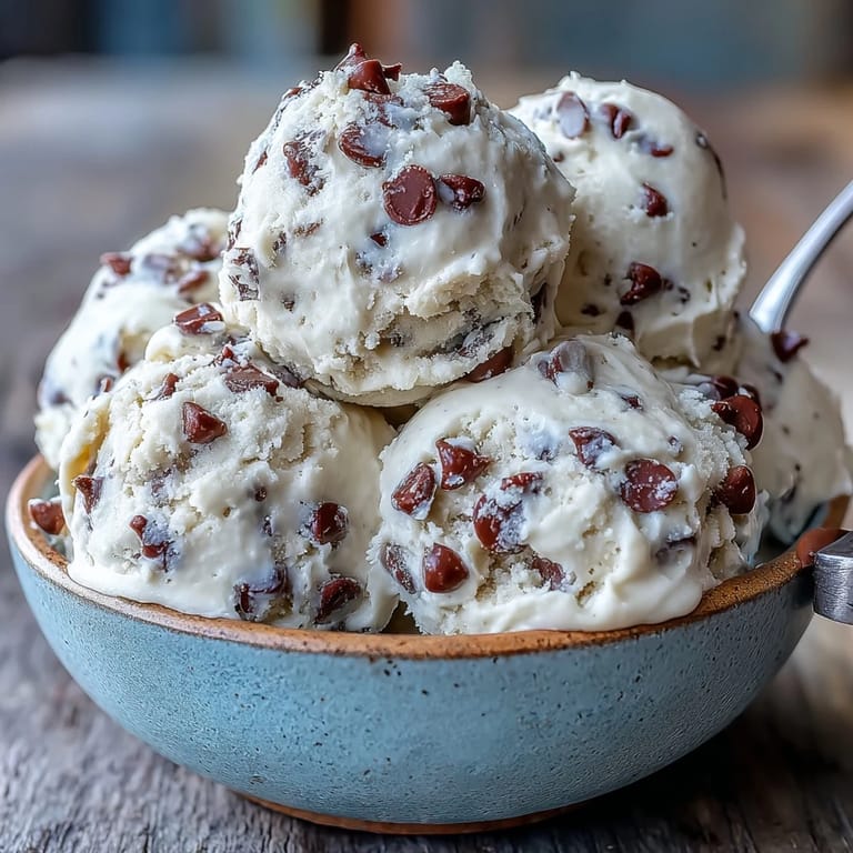 Serve chilled Greek Yogurt Cookie Dough in small bowls, perfect for a quick, egg-free dessert treat.