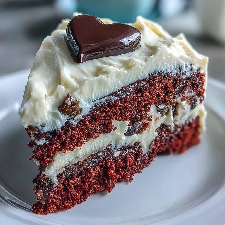 Slices of the Red Betty Boop Heart Cake reveal a soft red crumb, paired with sweet-tangy cream cheese frosting for a perfect bite.