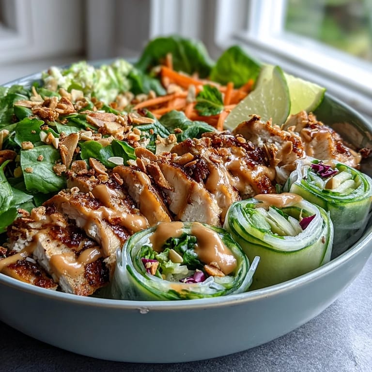 Cubed tofu sits on vermicelli noodles, garnished with roasted peanuts and fried shallots in a deconstructed spring roll bowl.