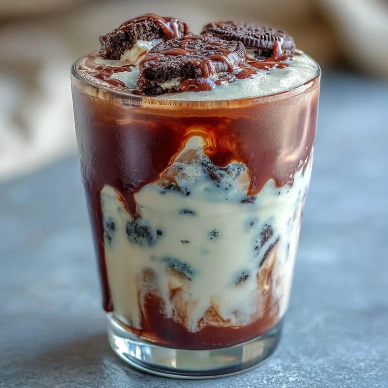Indulgent Cookies and Cream Cold Brew coffee drink featuring creamy cold brew, vanilla, and chocolate sandwich cookies for a café-style treat.