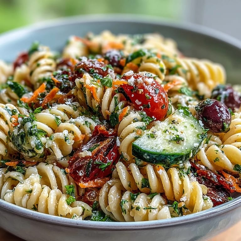 Refreshing Memorial Day Pasta Salad, perfect for backyard BBQs, bursting with crisp vegetables.