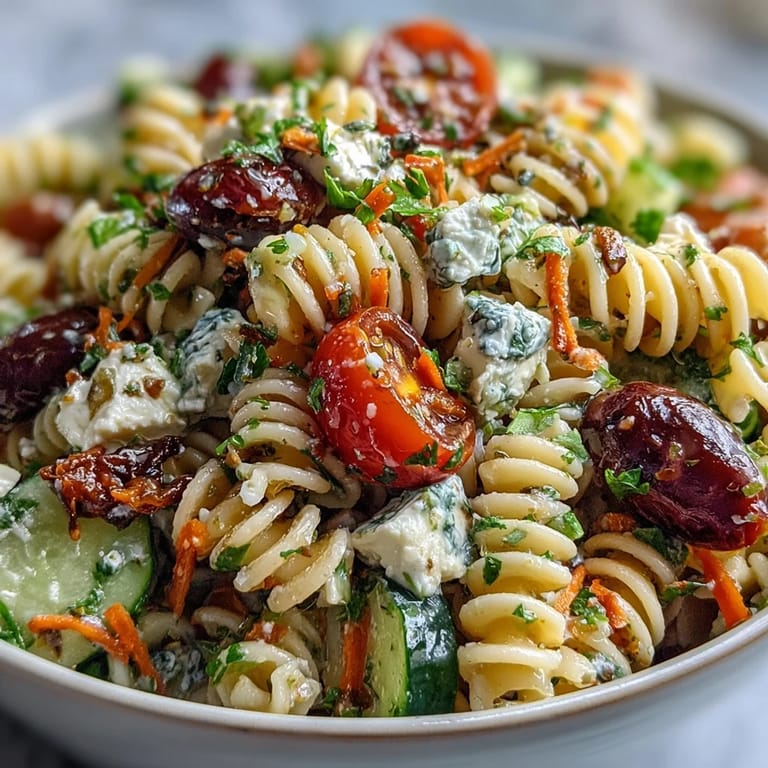 Hearty Memorial Day Pasta Salad, a cool, crowd-pleasing side dish with delicious Italian dressing.