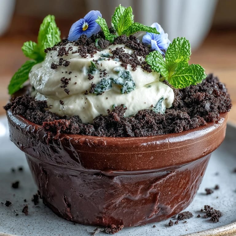 Rich brownies topped with creamy frosting and Oreo 'dirt' for Mother's Day.