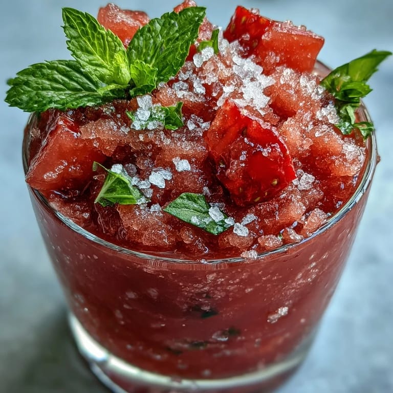 Refreshing Watermelon Mint Frosé, blended icy with watermelon and mint.