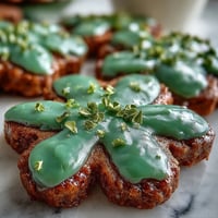 Festive shamrock-shaped sugar cookies decorated with vibrant green royal icing, perfect for St. Patrick's Day celebrations.