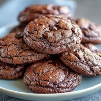 Decadent brownie cookies with chocolate chips, soft and chewy, fresh from the oven.