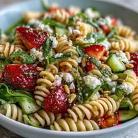 Spring Pasta Strawberries Arugula Feta
